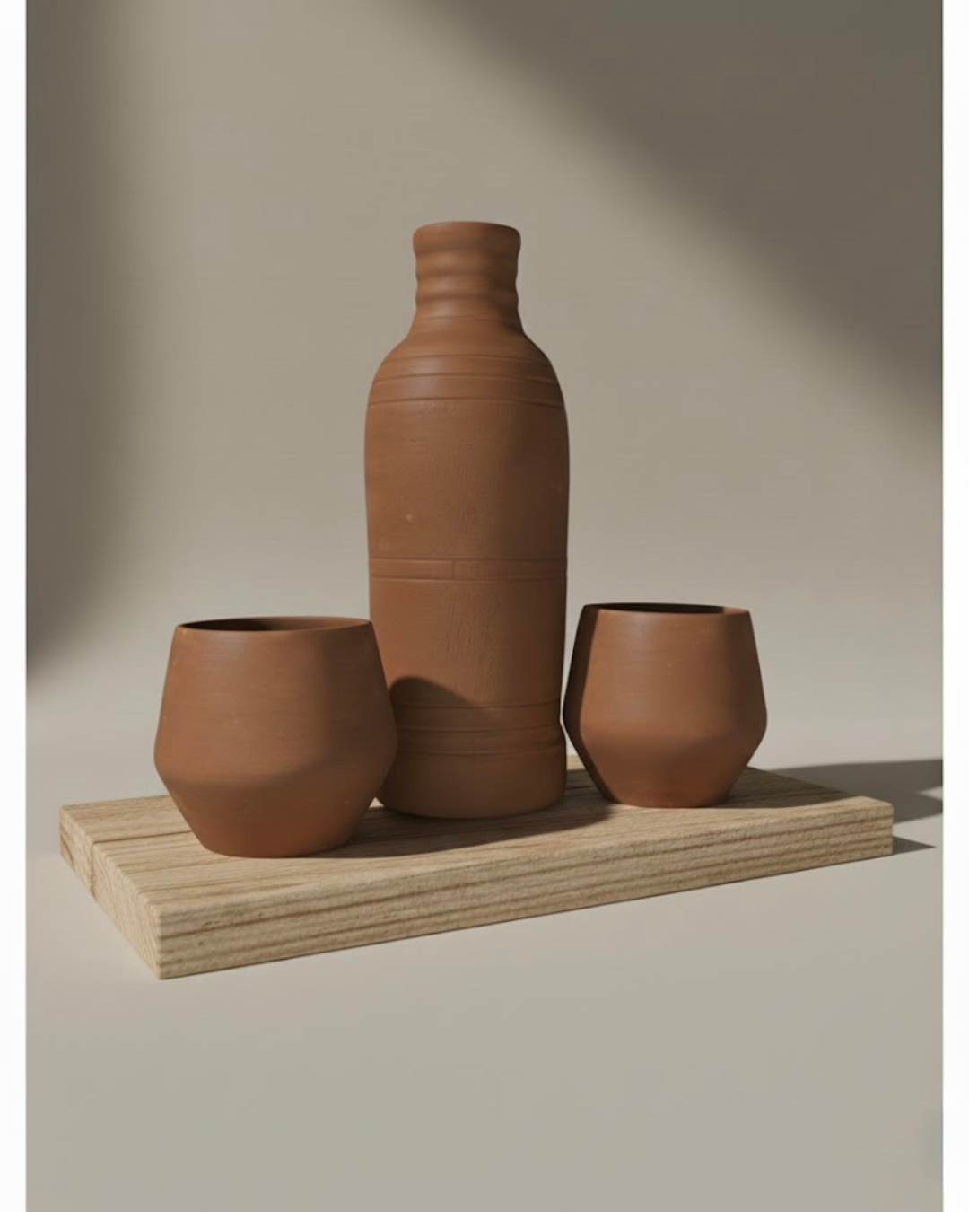 Fakharati Clay Set(Bottle + 2 Cups)